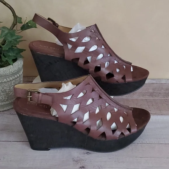 Nine west leather wedge sandal - Picture 2 of 8